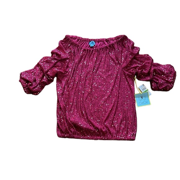 CeCe Tops - BNWT Pink sequin top 3/4 Sleeve